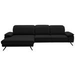 ECKSOFA in Echtleder Schwarz  - Schwarz, Design, Leder/Metall (193/332cm) - Dieter Knoll