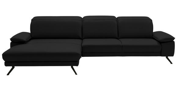 ECKSOFA in Echtleder Schwarz  - Schwarz, Design, Leder/Metall (193/332cm) - Dieter Knoll