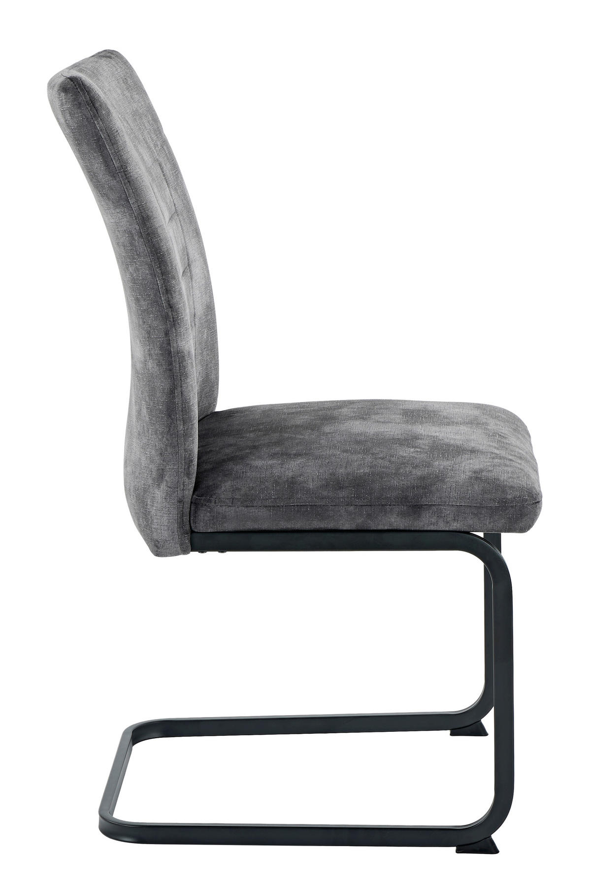 SCHWINGSTUHL-SET 4 Stück  in Stahl Samt, Mikrofaser  - Anthrazit/Schwarz, MODERN, Textil/Metall (49/98/61cm) - MID.YOU