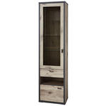 VITRINE  in Eichefarben, Dunkelgrau - Dunkelgrau/Eichefarben, MODERN, Glas/Holzwerkstoff (55,9/207,9/37,4cm) - Xora