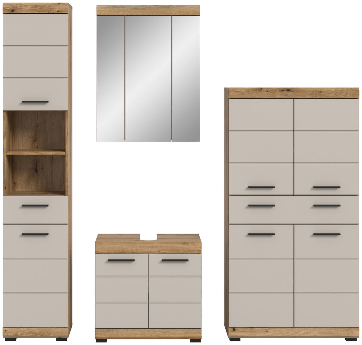 BADEZIMMER 4-teilig  in 171 cm  - Kaschmir/Schwarz, MODERN, Holzwerkstoff/Kunststoff (171cm) - MID.YOU