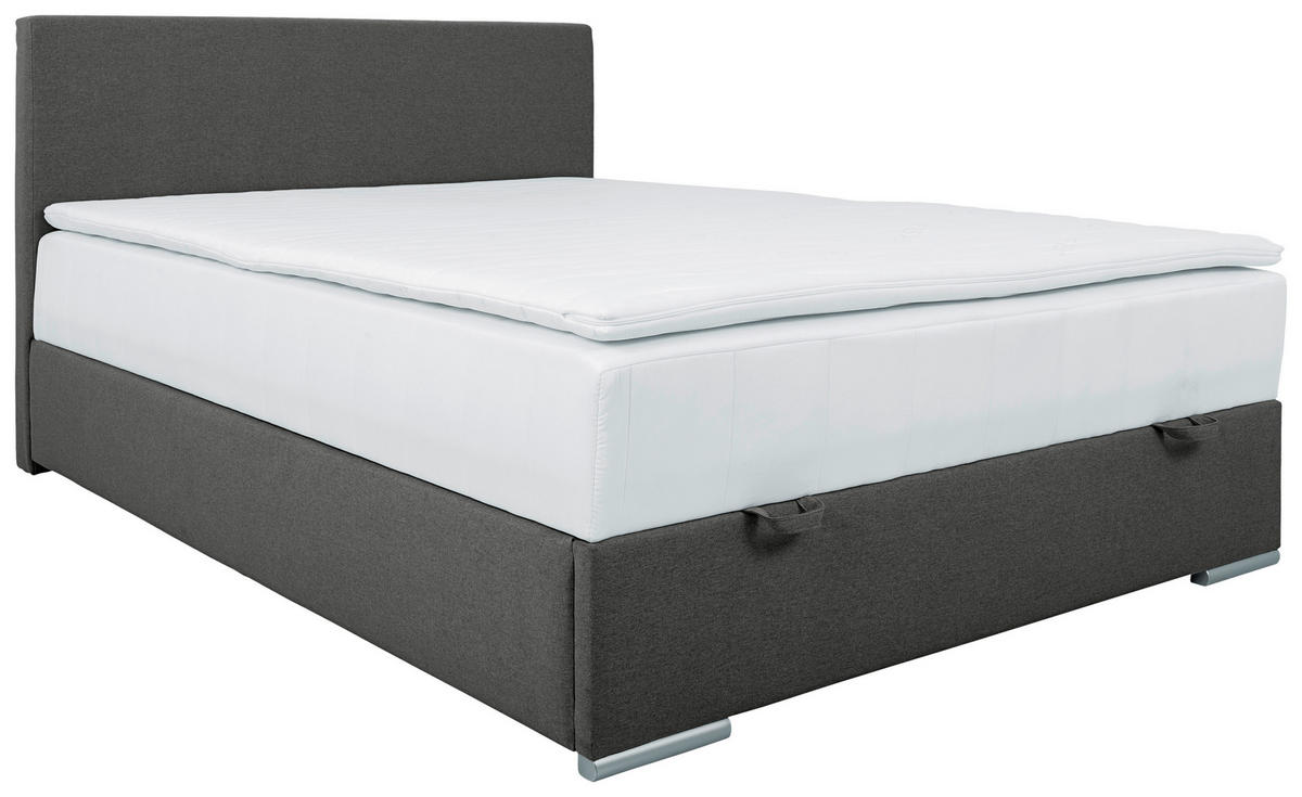 BOX KREVET BEZ OPRUGA 90/200 cm     tamnosiva  - tamnosiva/boja hroma, Konvencionalno, tekstil/plastika (90/200cm) - Carryhome