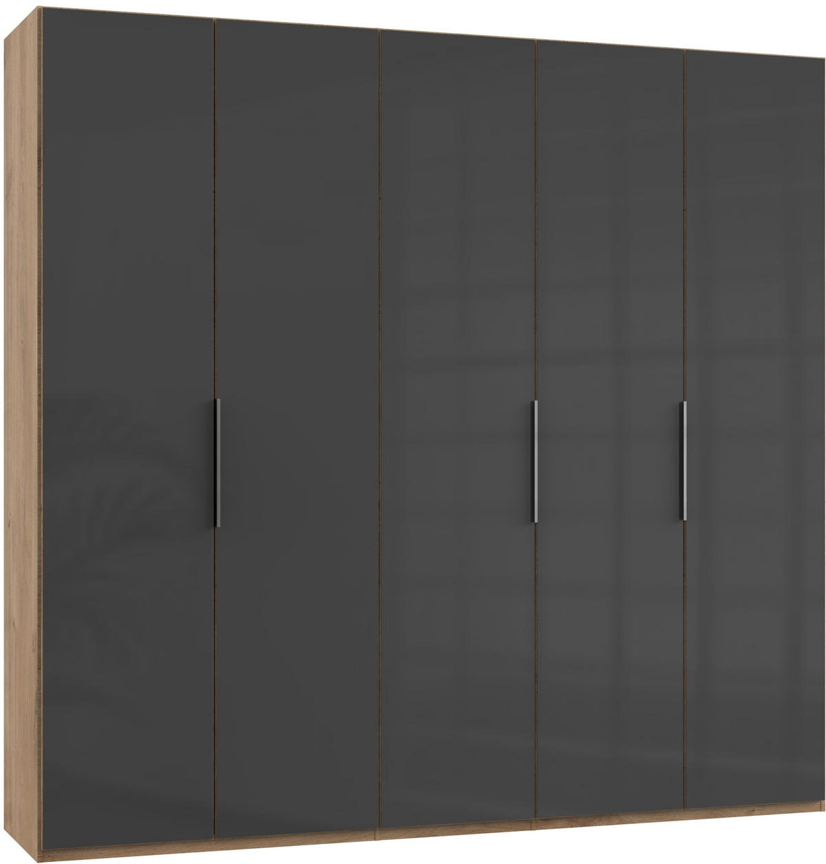 DREHTÜRENSCHRANK 250/236/58 cm 5-türig Grau, Eichefarben  - Chromfarben/Eichefarben, MODERN, Glas/Holzwerkstoff (250/236/58cm) - MID.YOU