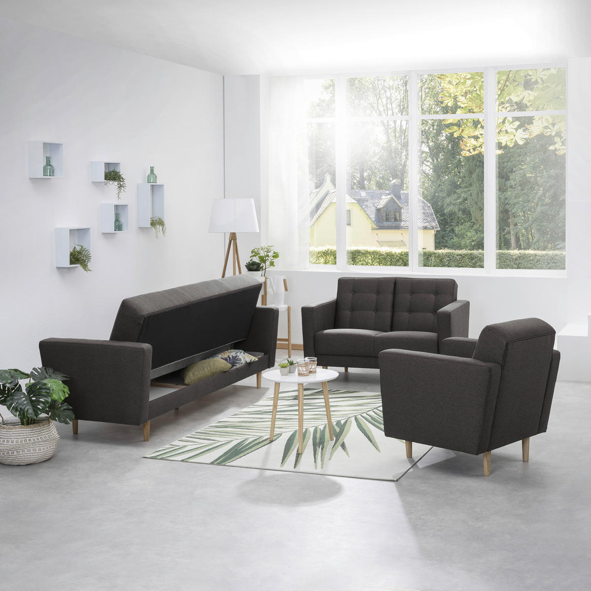 SESSEL in Flachgewebe Anthrazit  - Eschefarben/Anthrazit, Modern, Holz/Textil (75/81/83cm) - Max Winzer