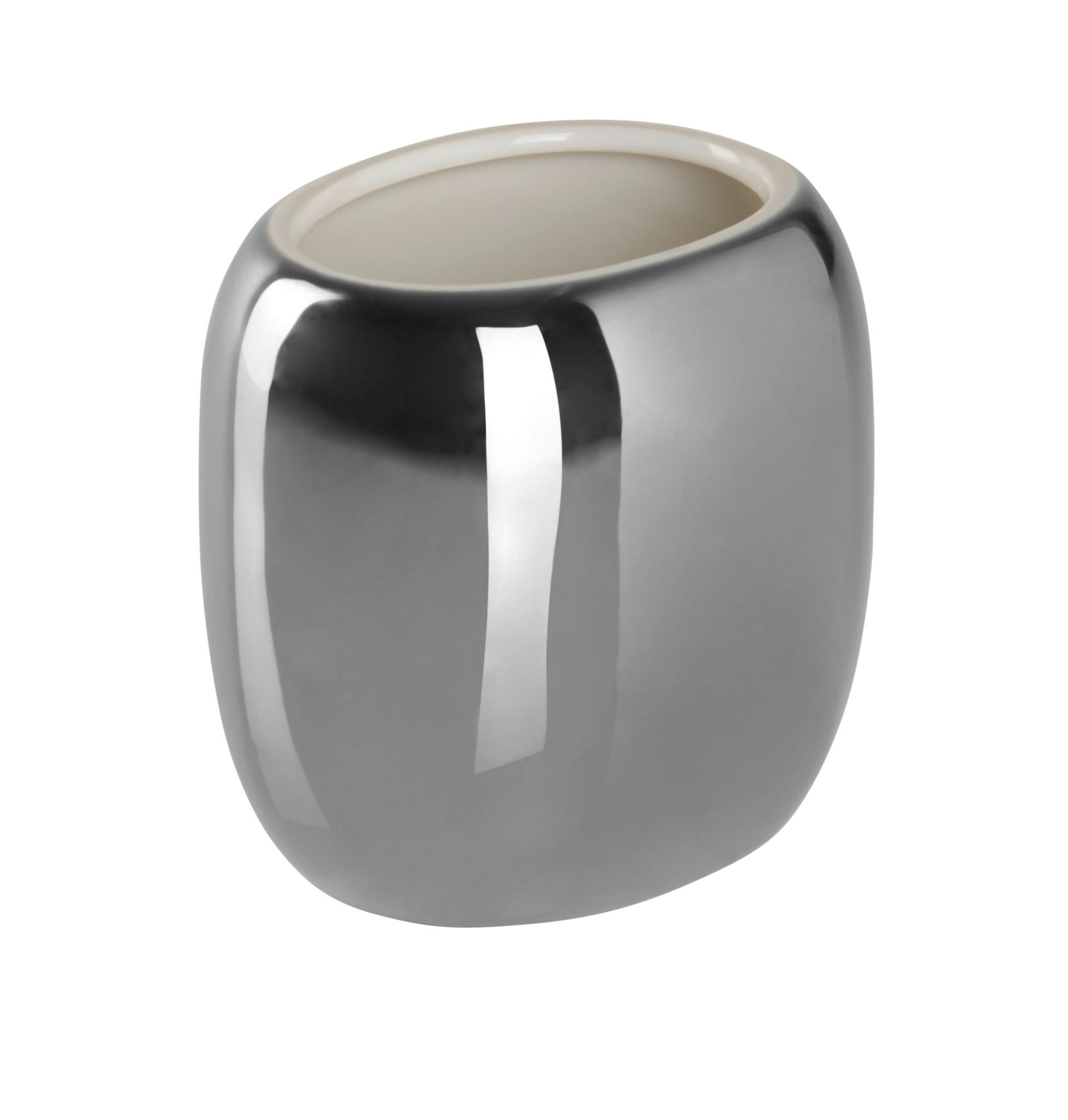 ZAHNPUTZBECHER Keramik  - Silberfarben, Design, Keramik (9/9,3/7,5cm) - Sadena