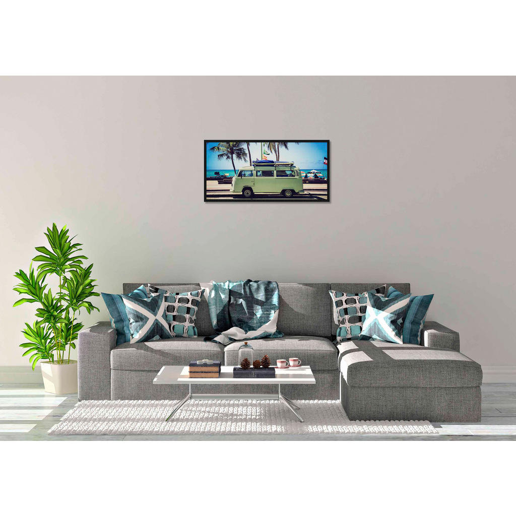 Thumbnail - Bild, Blau, Grün, Schwarz, Kunststoff, Eiche, 98x48 cm, einfache und schnelle Anbringung, gerahmt, Bilder und Zubehör, W...