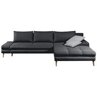 ECKSOFA in Webstoff Dunkelgrau  - Dunkelgrau/Erlefarben, Trend, Holz/Textil (313/215cm) - MID.YOU