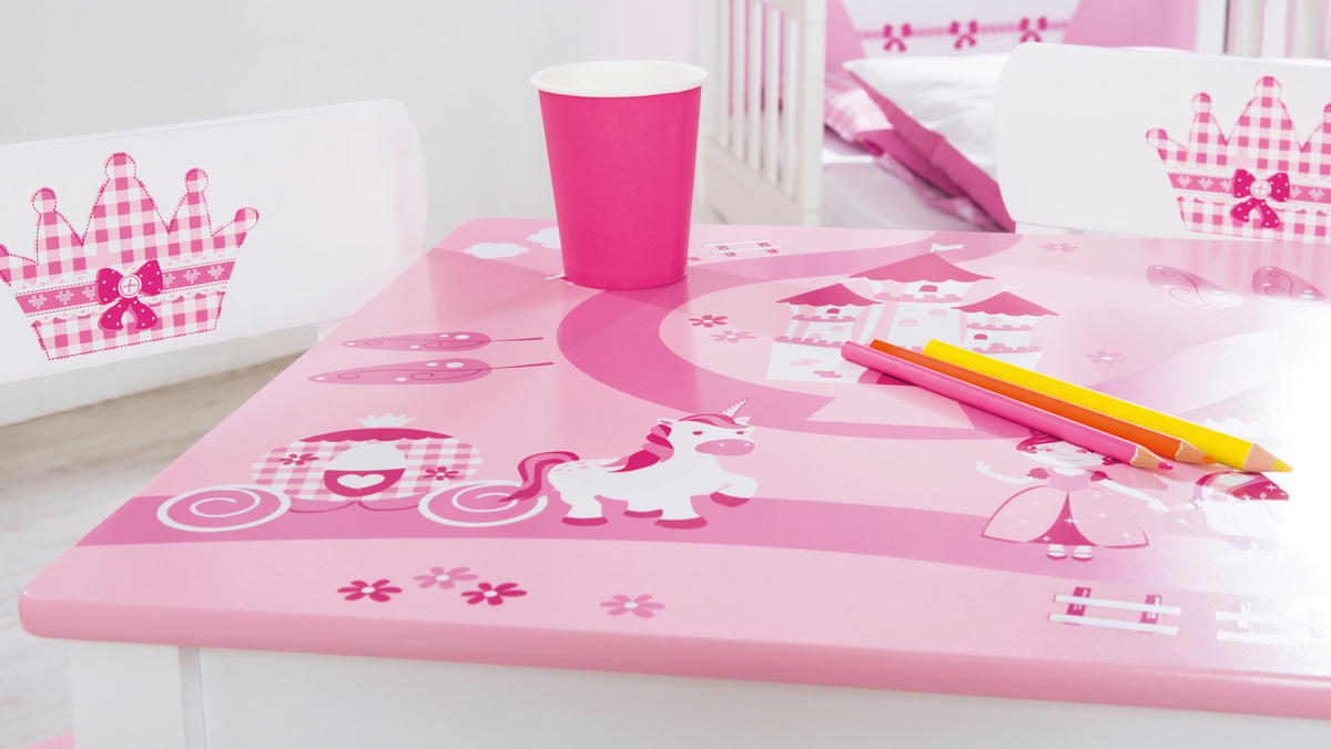 KINDERSITZGRUPPE KRONE Rosa, Weiß  - Rosa/Weiß, Basics, Holz/Holzwerkstoff - Roba