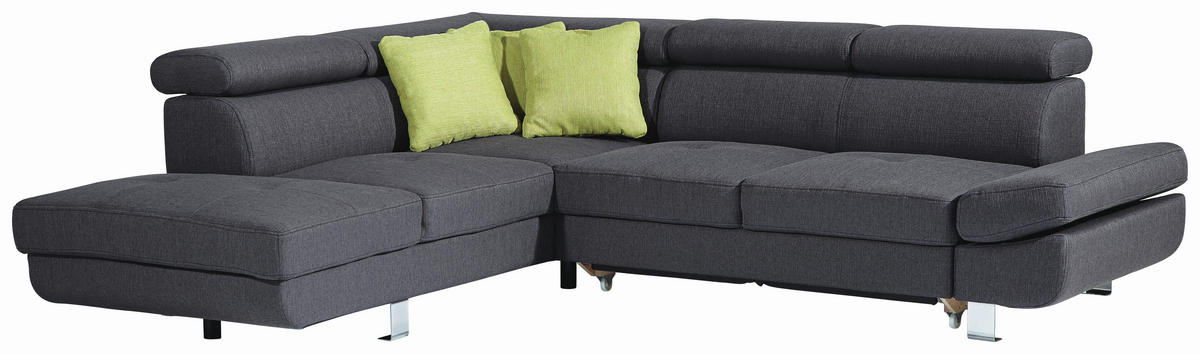 SEDEŽNA GARNITURA, tkanina antracit  - barve kroma/zelena, Design, kovina/tekstil (229/270cm) - Xora
