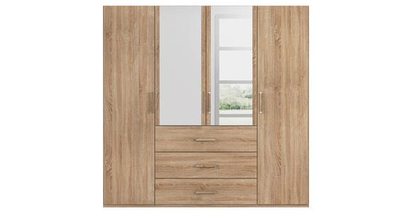 DREHTÜRENSCHRANK  in Sonoma Eiche  - Sonoma Eiche, Design, Glas/Holzwerkstoff (201/197/60cm) - Novel