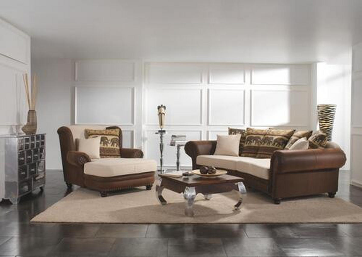 MEGA SOFA braon, bež  - braon/bež, Romantično / Seoski, tekstil/drvo (276/81/140cm) - Landscape