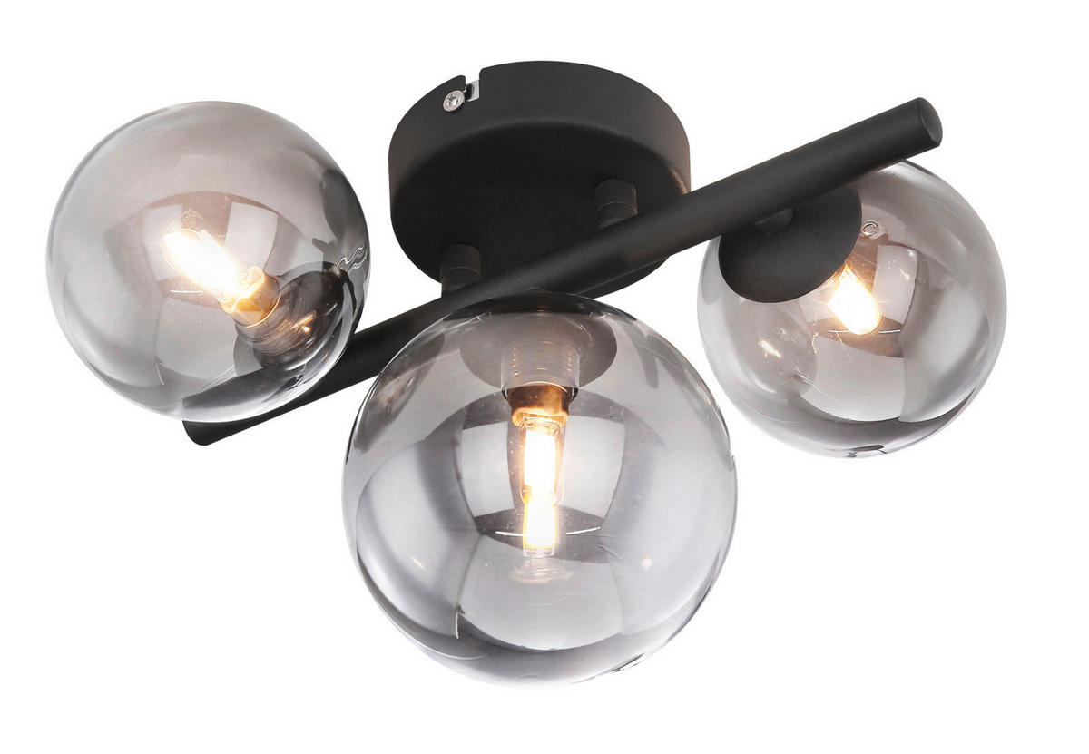 LED-WANDLEUCHTE - Schwarz, Design, Glas/Metall (28/19cm) - Globo