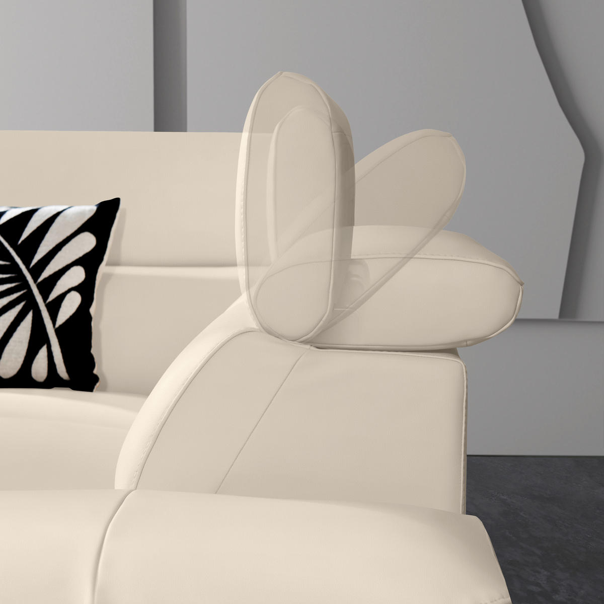 ECKSOFA Beige Echtleder  - Beige/Schwarz, Design, Leder/Metall (225/281cm) - Celina Home