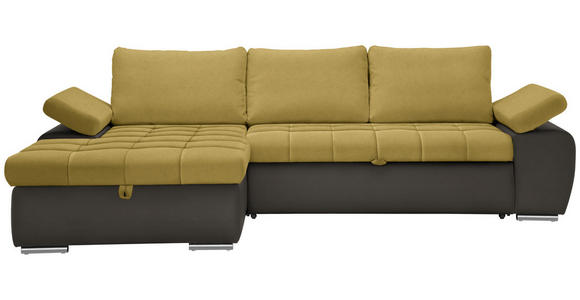 ECKSOFA in Flachgewebe Gelb, Grau  - Gelb/Grau, Design, Kunststoff/Textil (175/271cm) - Xora