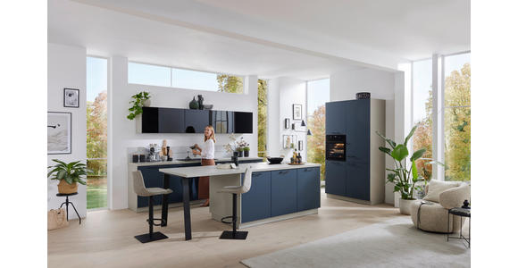 EINBAUKÜCHE   - Blau/Grau, Design, Holzwerkstoff - Novel