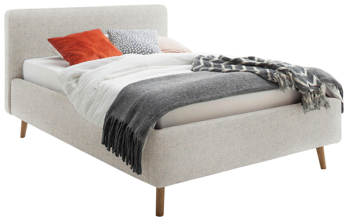 POLSTERBETT 140/200 cm,  in Beige,  - Eichefarben/Beige, Design, Holz/Textil (140/200cm) - Xora