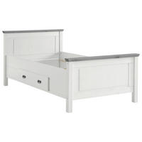 BETT 100/200 cm  in Grau, Weiß  - Weiß/Grau, ROMANTIK / LANDHAUS, Holz (100/200cm) - Boxxx