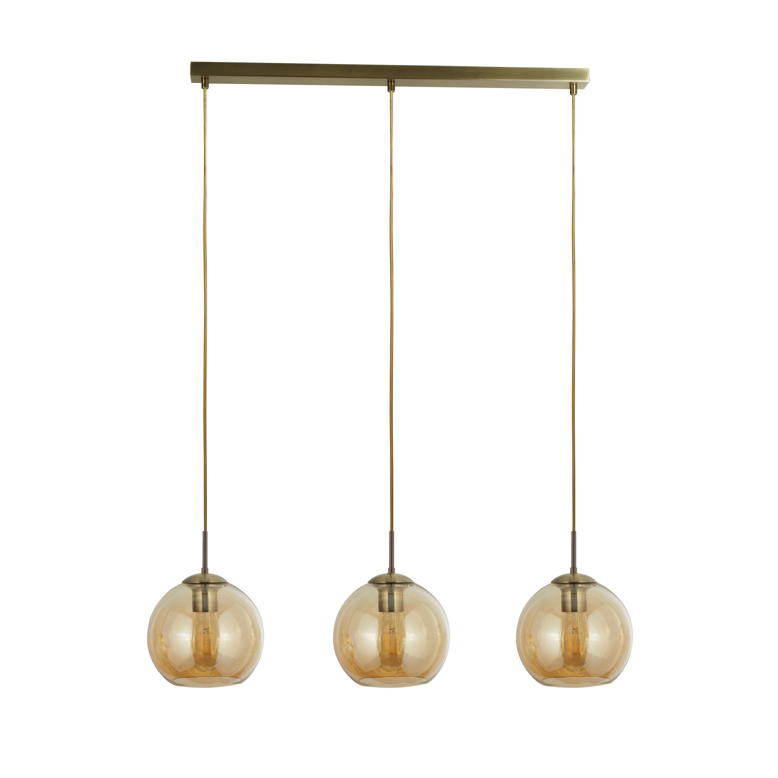 HÄNGELEUCHTE Balls 86/20/150 cm   - Messingfarben/Bernsteinfarben, KONVENTIONELL, Glas/Metall (86/20/150cm) - Searchlight