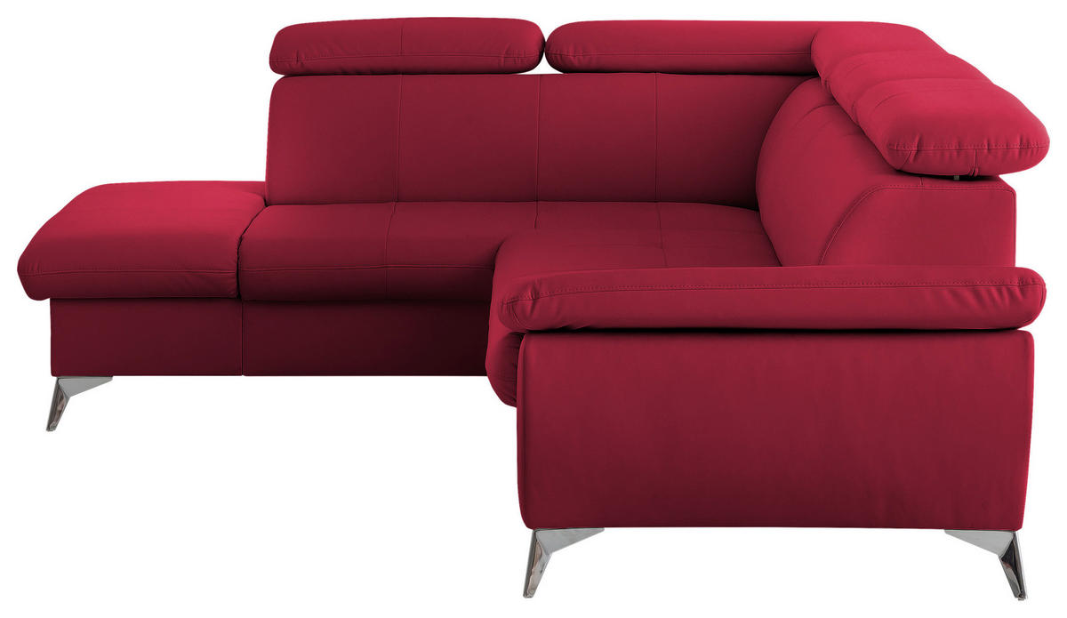ECKSOFA in Lederlook Rot  - Chromfarben/Rot, KONVENTIONELL, Textil/Metall (209/256cm) - Livetastic