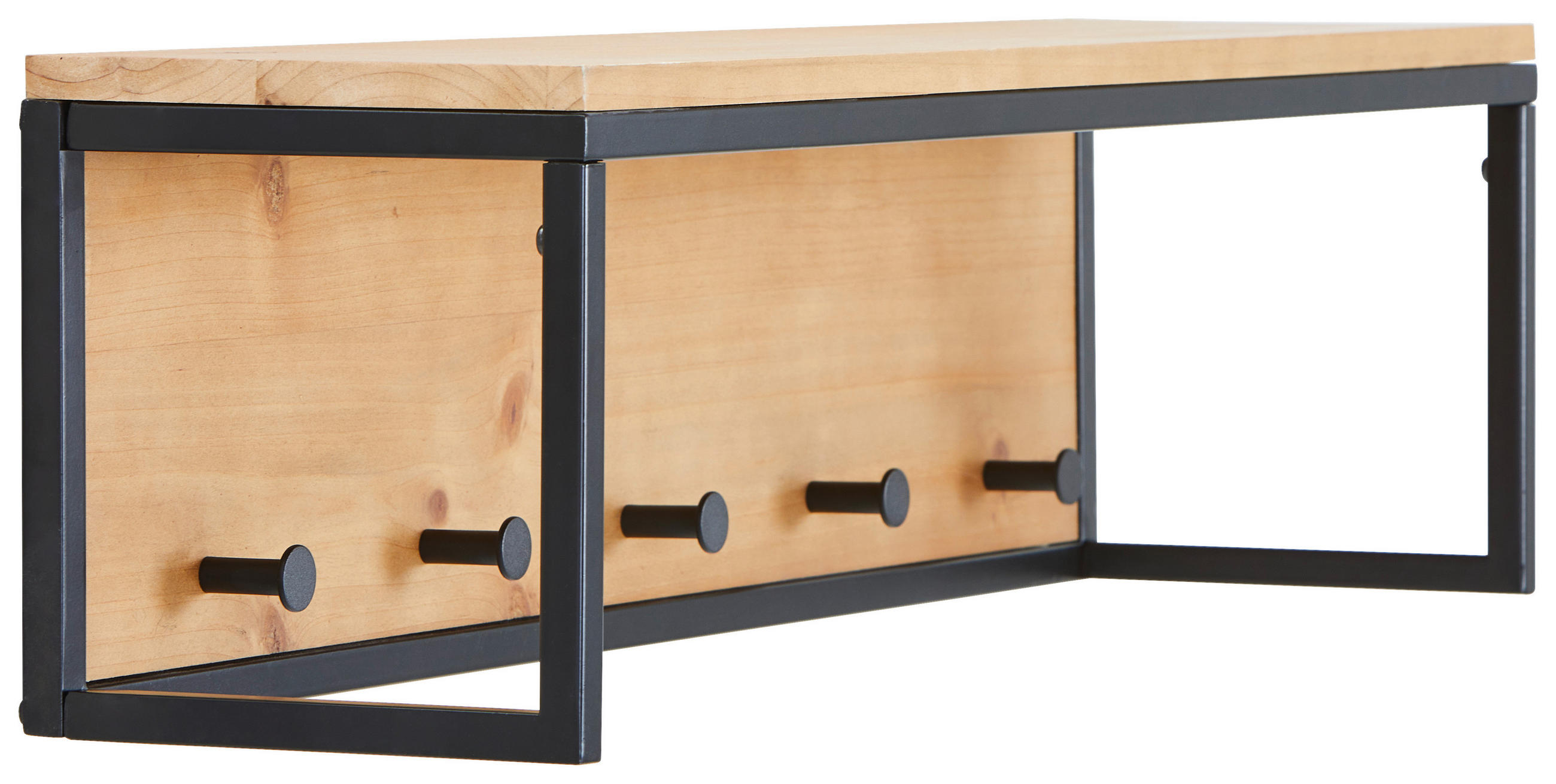WANDGARDEROBE  in Tanne vollmassiv Naturfarben, Schwarz  - Schwarz/Naturfarben, Design, Holz/Metall (79/22/20cm) - MID.YOU