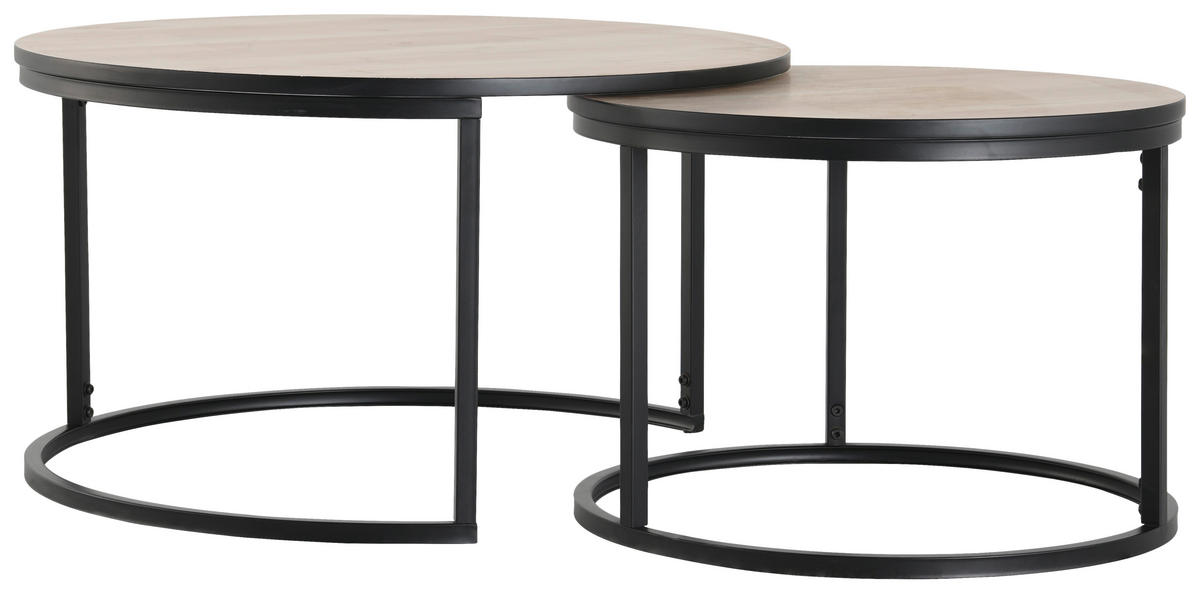 COUCHTISCHSET in Metall, Holzwerkstoff  - Eichefarben/Schwarz, Design, Holzwerkstoff/Metall (80/60/45/42/80/60cm) - MID.YOU