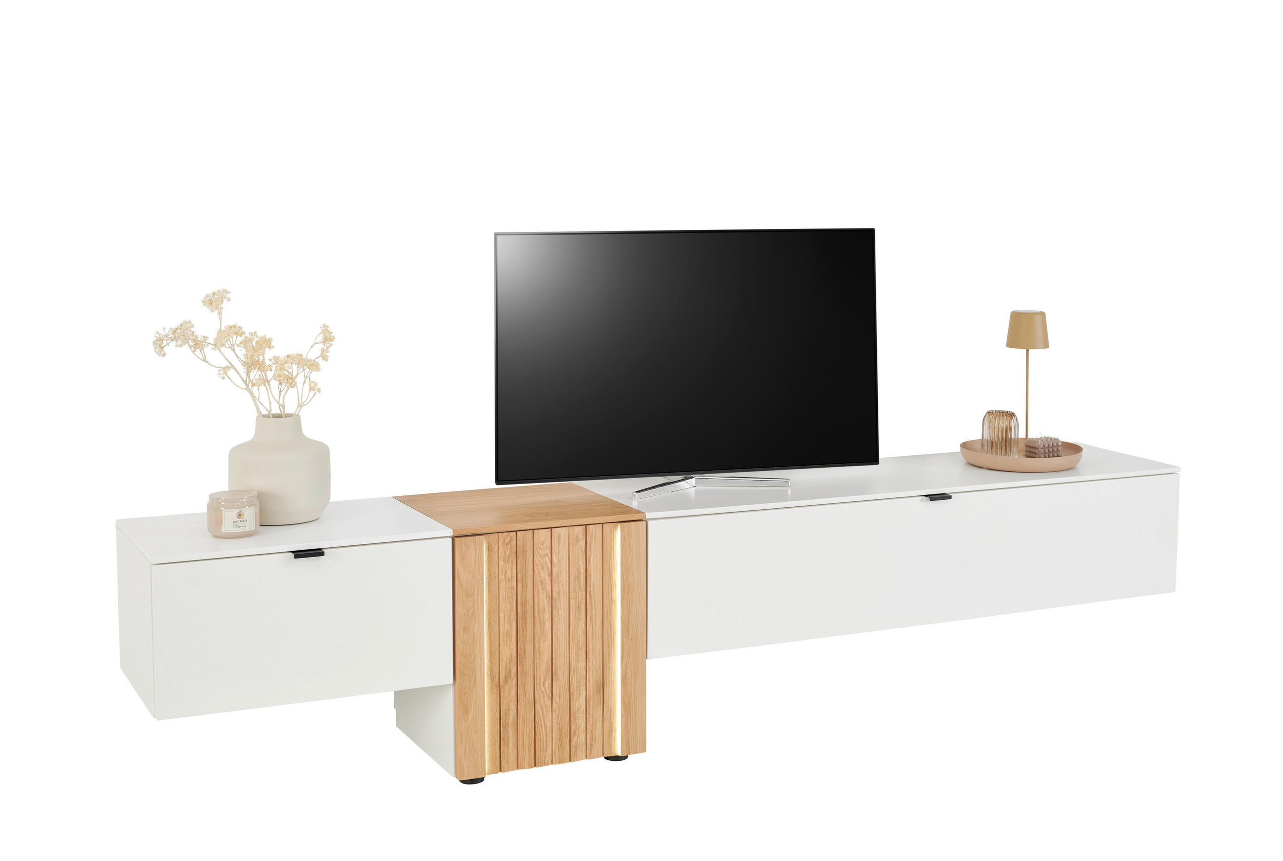 LOWBOARD Weiss, Eichefarben  250/50/42 cm  - Weiss/Eichefarben, Design, Holz/Holzwerkstoff (250/50/42cm) - Novel