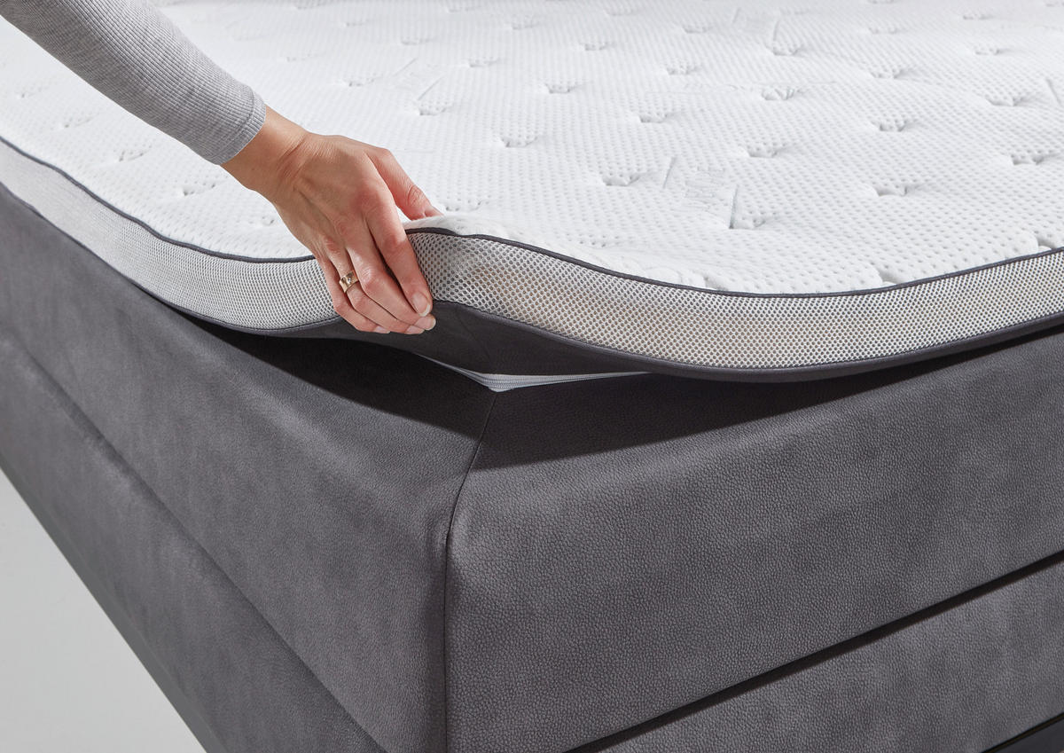 BOXSPRINGBETT 180/200 cm  in Anthrazit  - Anthrazit/Schwarz, Konventionell, Textil/Metall (180/200cm) - Carryhome