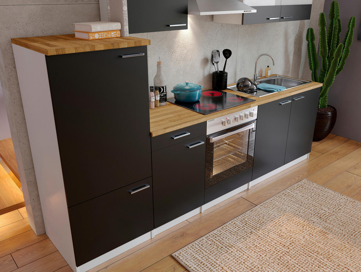 KÜCHENLEERBLOCK 270 cm   in Schwarz  - Weiss/Silberfarben, Basics, Holzwerkstoff/Metall (270cm) - Respekta