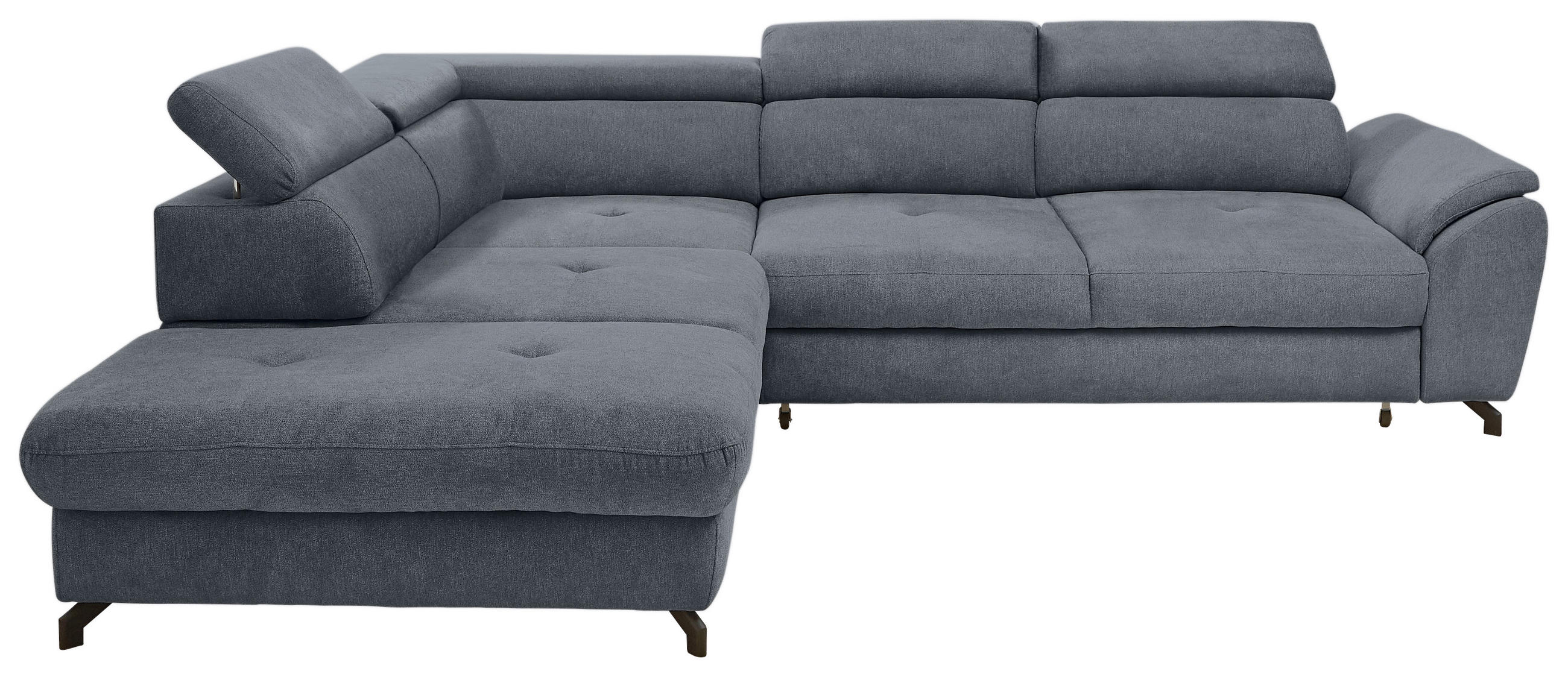 ECKSOFA 237/277 cm  in Webstoff Graphitfarben Bettkasten, Schlaffunktion, Rücken echt, Kopfteilverstellung, Sitztiefenverstellung  237/277 cm  - Schwarz/Graphitfarben, Design, Textil/Metall (237/277cm) - Stylife