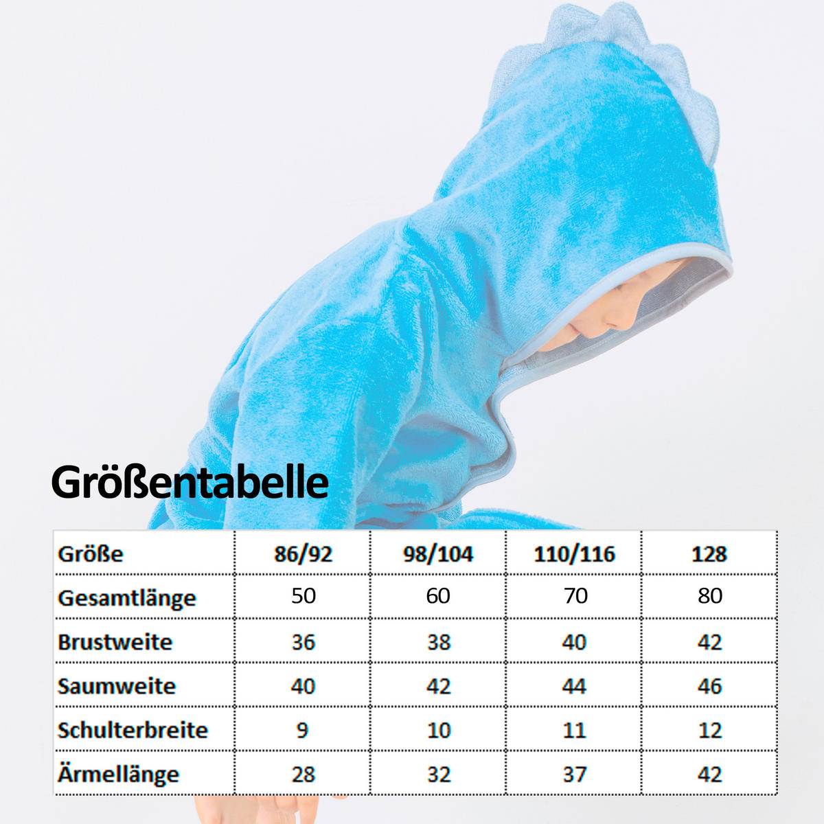 KINDERBADEMANTEL DINO 86/92  - Blau, Basics, Textil (86/92null)