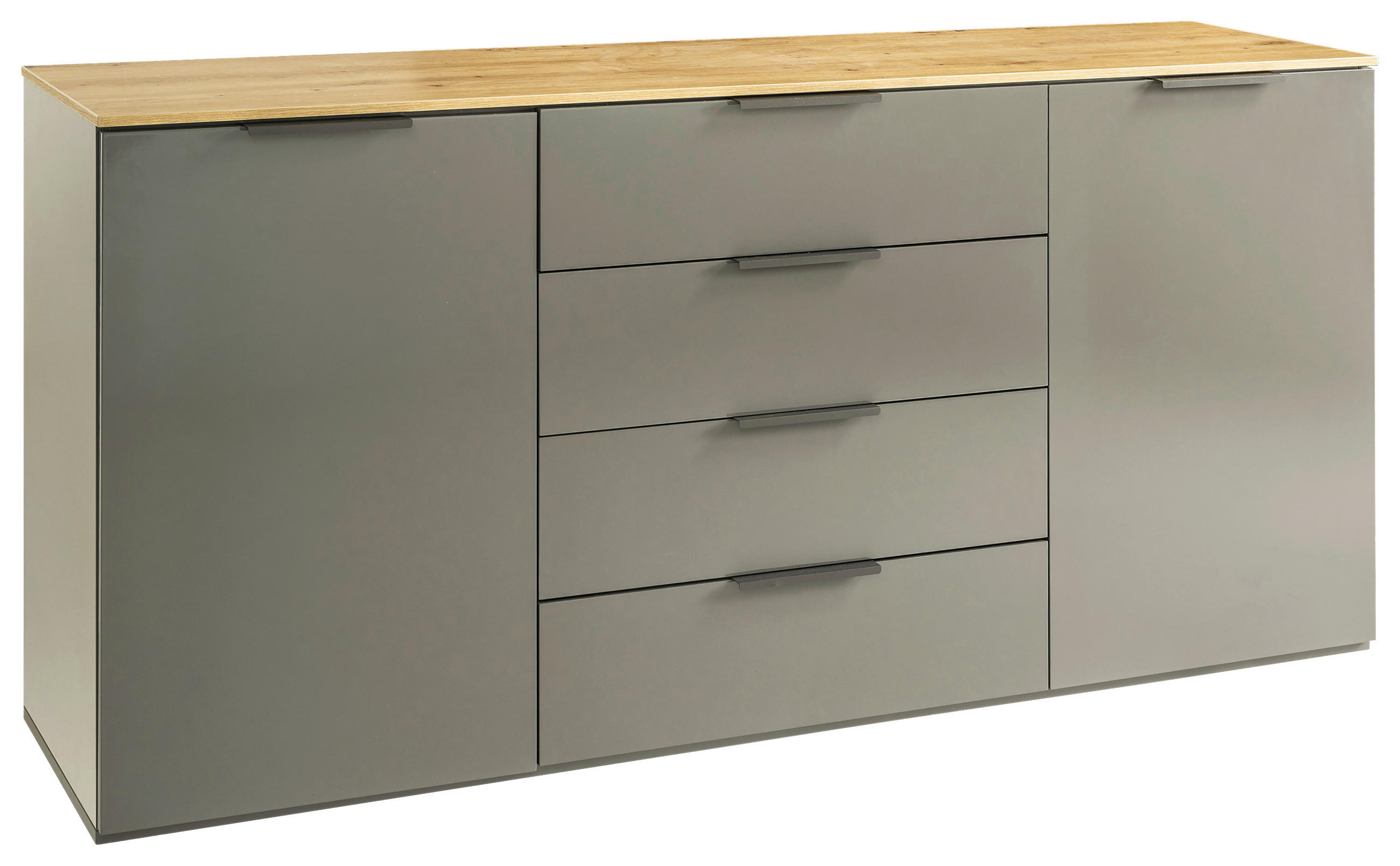 SIDEBOARD Galaverna  in 83,1/187,2/35,1 cm  - Eichefarben/Grau Hochglanz, Design, Holzwerkstoff (83,1/187,2/35,1cm) - Carryhome