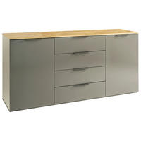 SIDEBOARD Galaverna  in 83,1/187,2/35,1 cm  - Eichefarben/Grau Hochglanz, Design, Holzwerkstoff (83,1/187,2/35,1cm) - Carryhome