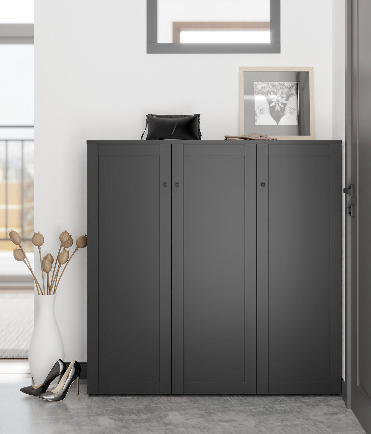 SCHUHSCHRANK  in 121/122/38 cm  - Anthrazit/Schwarz, MODERN, Holzwerkstoff/Kunststoff (121/122/38cm) - Boxxx