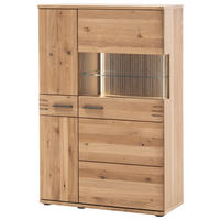 HIGHBOARD , 90/136/37 cm,  - Eichefarben/Anthrazit, Design, Glas/Holz (90/136/37cm) - Livetastic