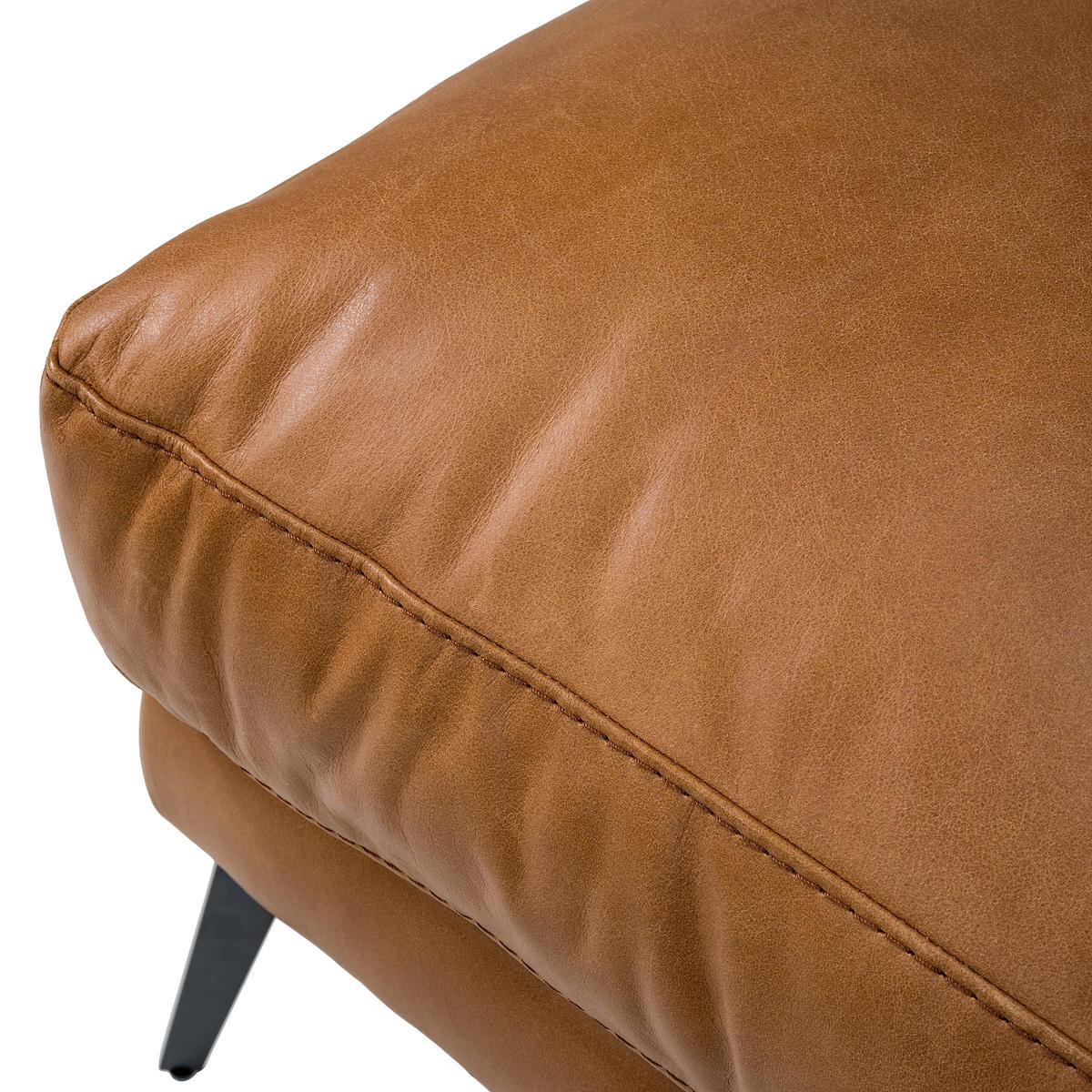 HOCKER BERLIN Echtleder Cognac  - Cognac/Schwarz, Design, Leder/Metall (163/46/62cm) - Livetastic