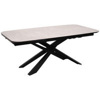 ESSTISCH in Metall, Glas, Keramik 190-290/100/76 cm  - Beige/Schwarz, Design, Glas/Keramik (190-290/100/76cm) - Novel