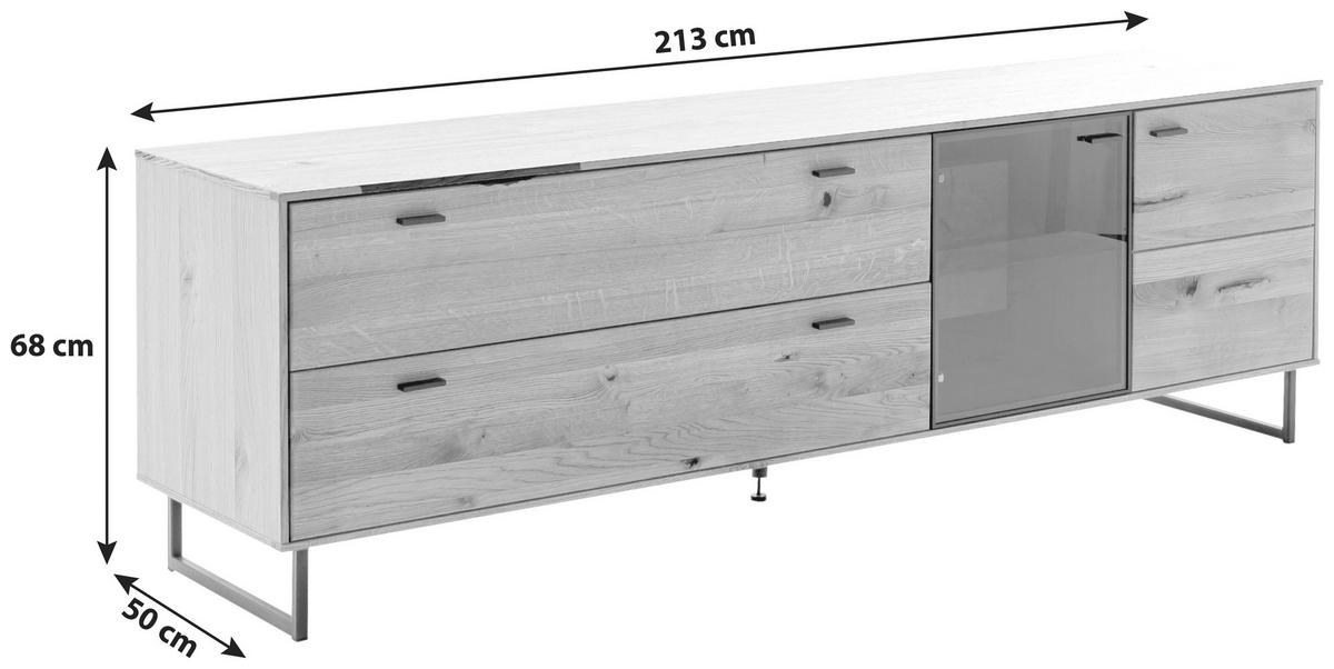 LOWBOARD Nairobi  in 213/68/50 cm  - Wildeiche/Anthrazit, Design, Glas/Holz (213/68/50cm) - MID.YOU