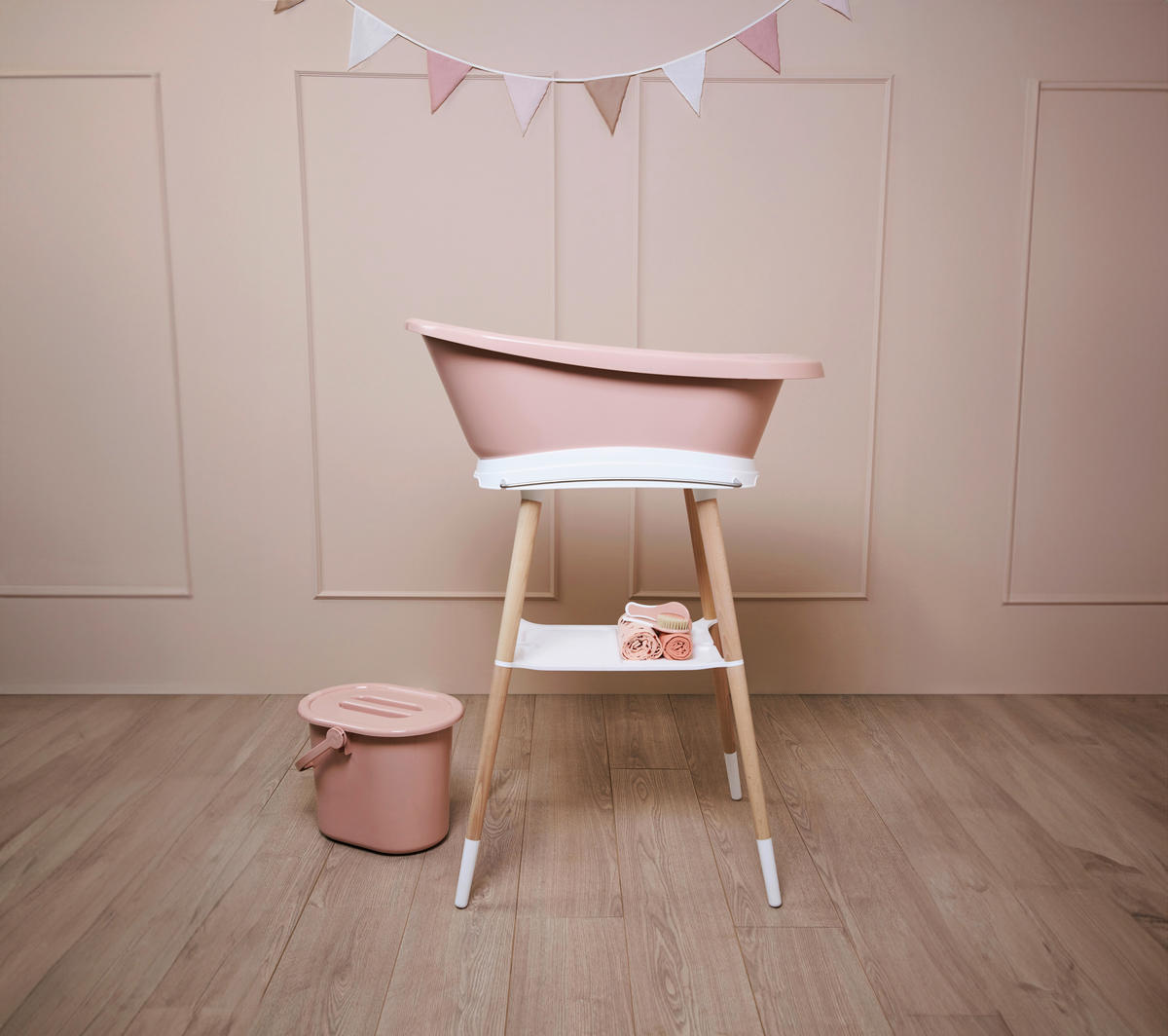 SET ZA KUPANJE BEBE  SENSE PALE PINK  - prljavo ružičasta, Basics, plastika (79,5/40/46cm) - Bebe Jou