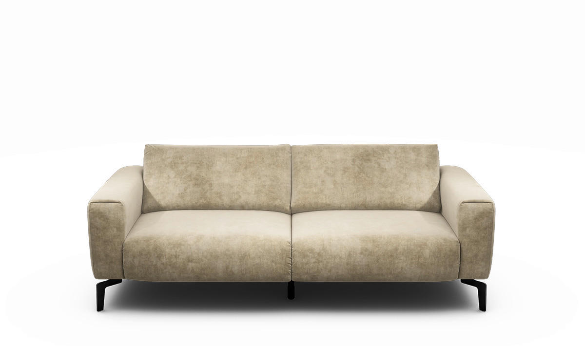 2,5-SITZER Samt Naturfarben  - Schwarz/Naturfarben, Design, Textil/Metall (220/86/86-94cm) - SENSOO