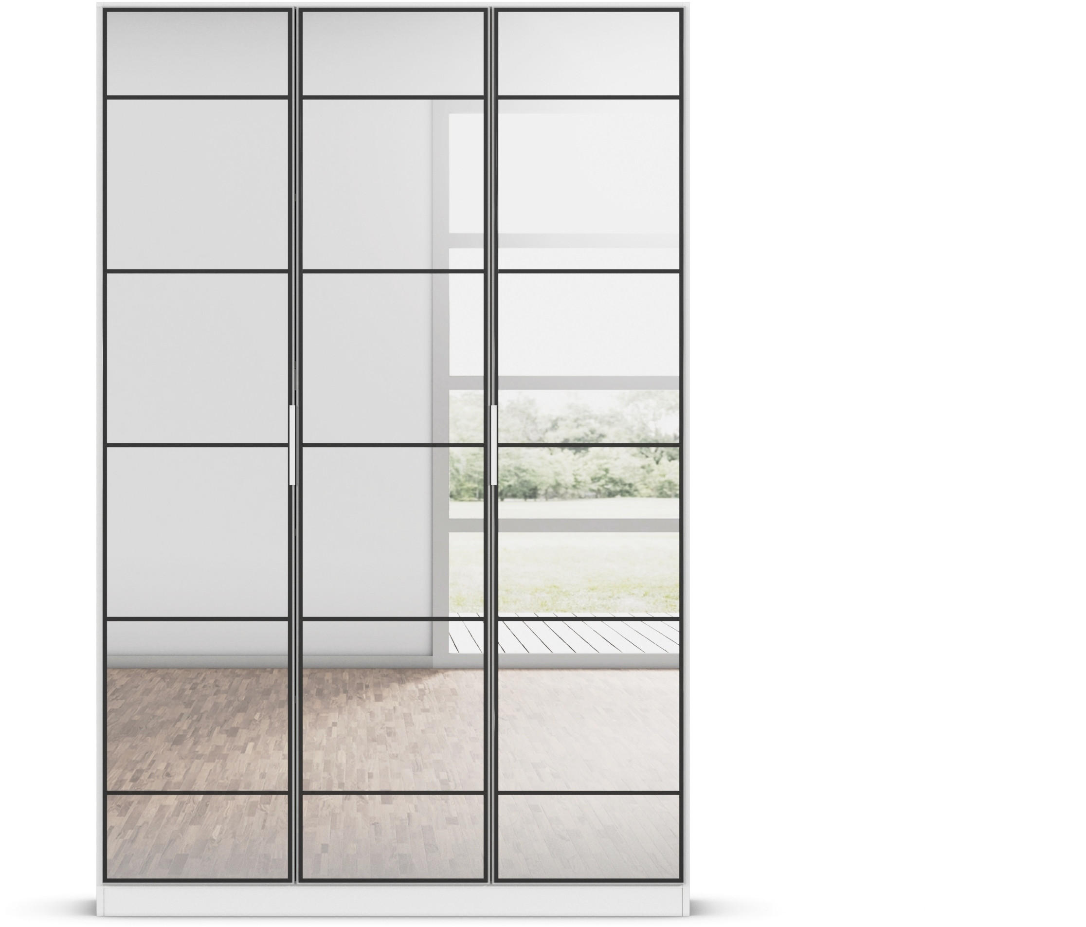 DREHTÜRENSCHRANK 136/210/41 cm 3-türig Schwarz, Weiß  - Schwarz/Weiß, Design, Glas/Holzwerkstoff (136/210/41cm) - Rauch Möbel