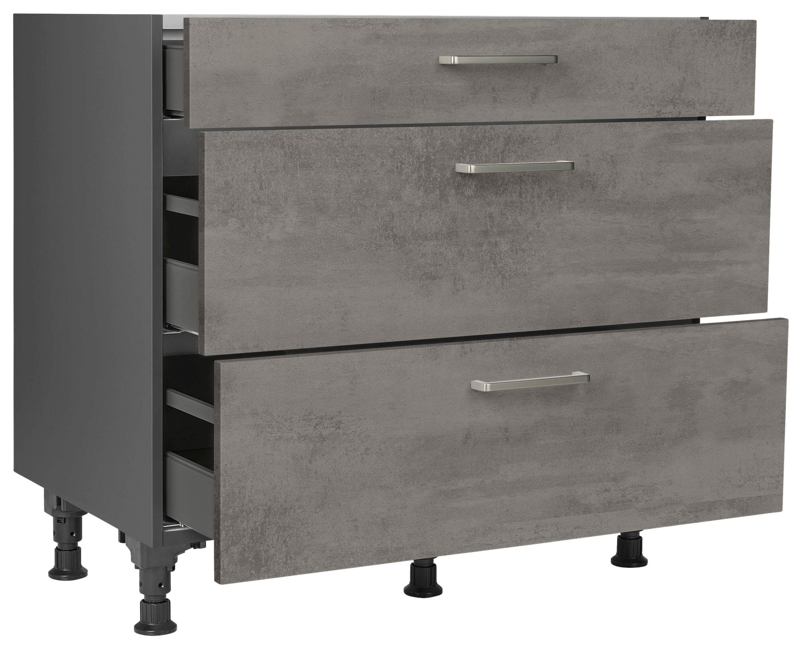SCHUBKASTENUNTERSCHRANK 90/87/56 cm  in Schieferfarben  - Schieferfarben/Edelstahlfarben, MODERN, Holzwerkstoff/Metall (90/87/56cm) - Nobilia