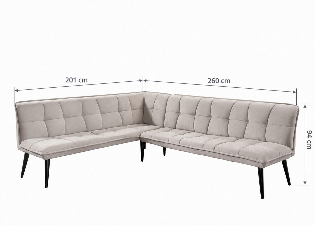 KLUPA KUTNA  boje pijeska  drvo, tekstil, drvni materijal      - boje pijeska/crna, Moderno, drvni materijal/drvo (260/201cm) - Livetastic