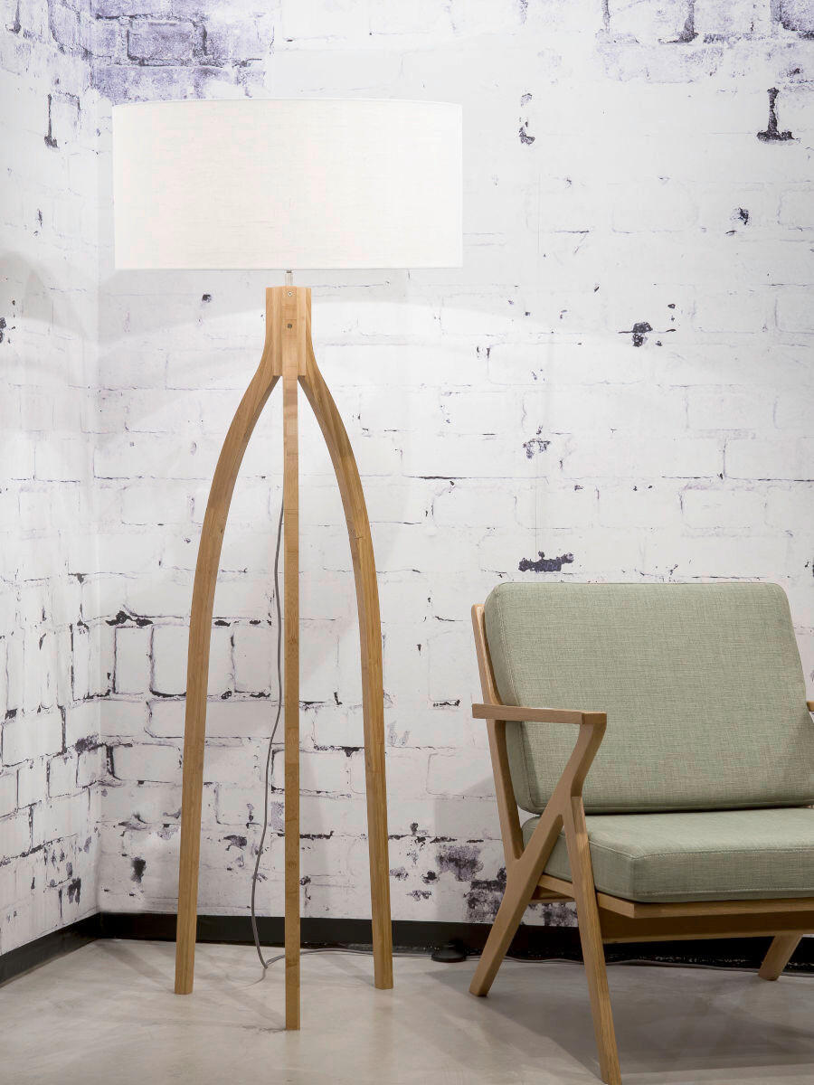 STEHLEUCHTE 60/160 cm    - Weiß/Naturfarben, Trend, Holz/Textil (60/160cm) - Good & Mojo
