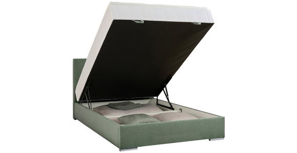 BOXBETT 90/200 cm in Grün - Chromfarben/Grün, KONVENTIONELL, Kunststoff/Textil (90/200cm) - Carryhome