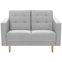 2-SITZER-SOFA in Flachgewebe Hellgrau  - Eschefarben/Hellgrau, Modern, Holz/Textil (128/81/83cm) - Max Winzer