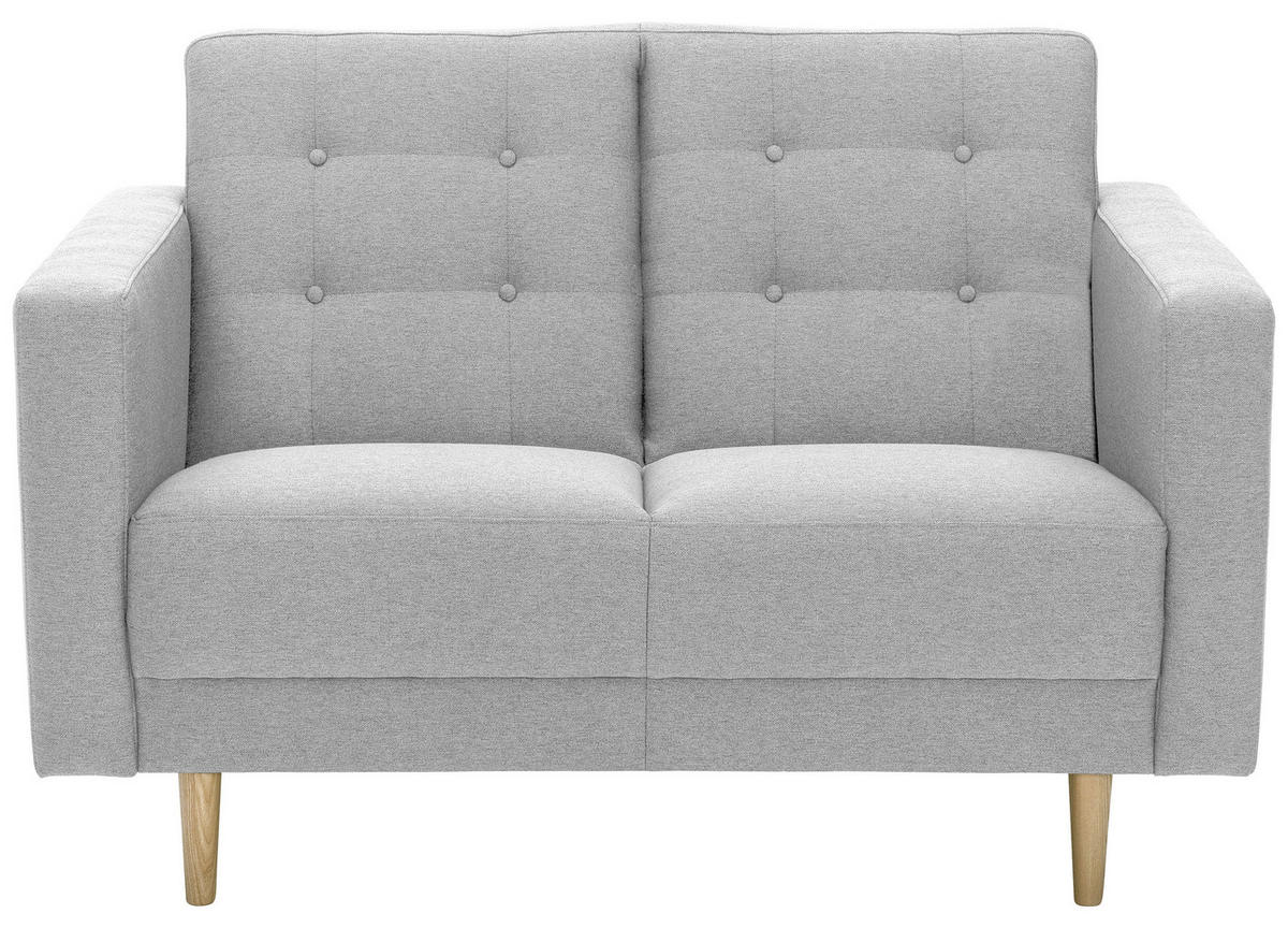 2-SITZER-SOFA in Flachgewebe Hellgrau  - Eschefarben/Hellgrau, Modern, Holz/Textil (128/81/83cm) - Max Winzer
