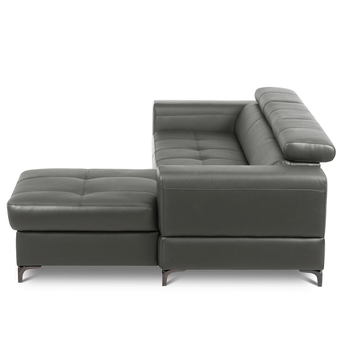 ECKSOFA  in Lederlook Echtleder Anthrazit  - Anthrazit/Schwarz, Design, Leder/Textil (247/173cm) - Livetastic