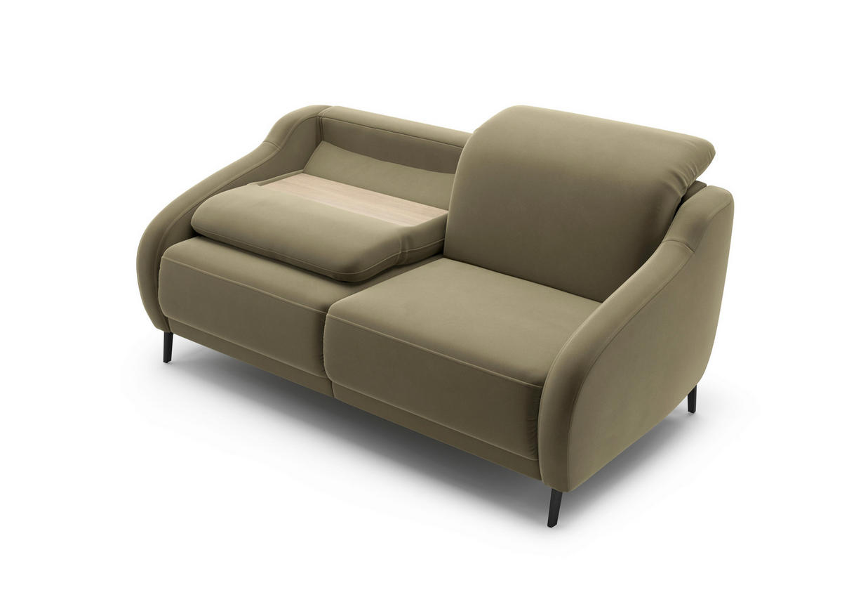 3-SITZER-SOFA Samt Olivgrün  - Schwarz/Olivgrün, MODERN, Textil/Metall (192/93/104cm) - Sit & More