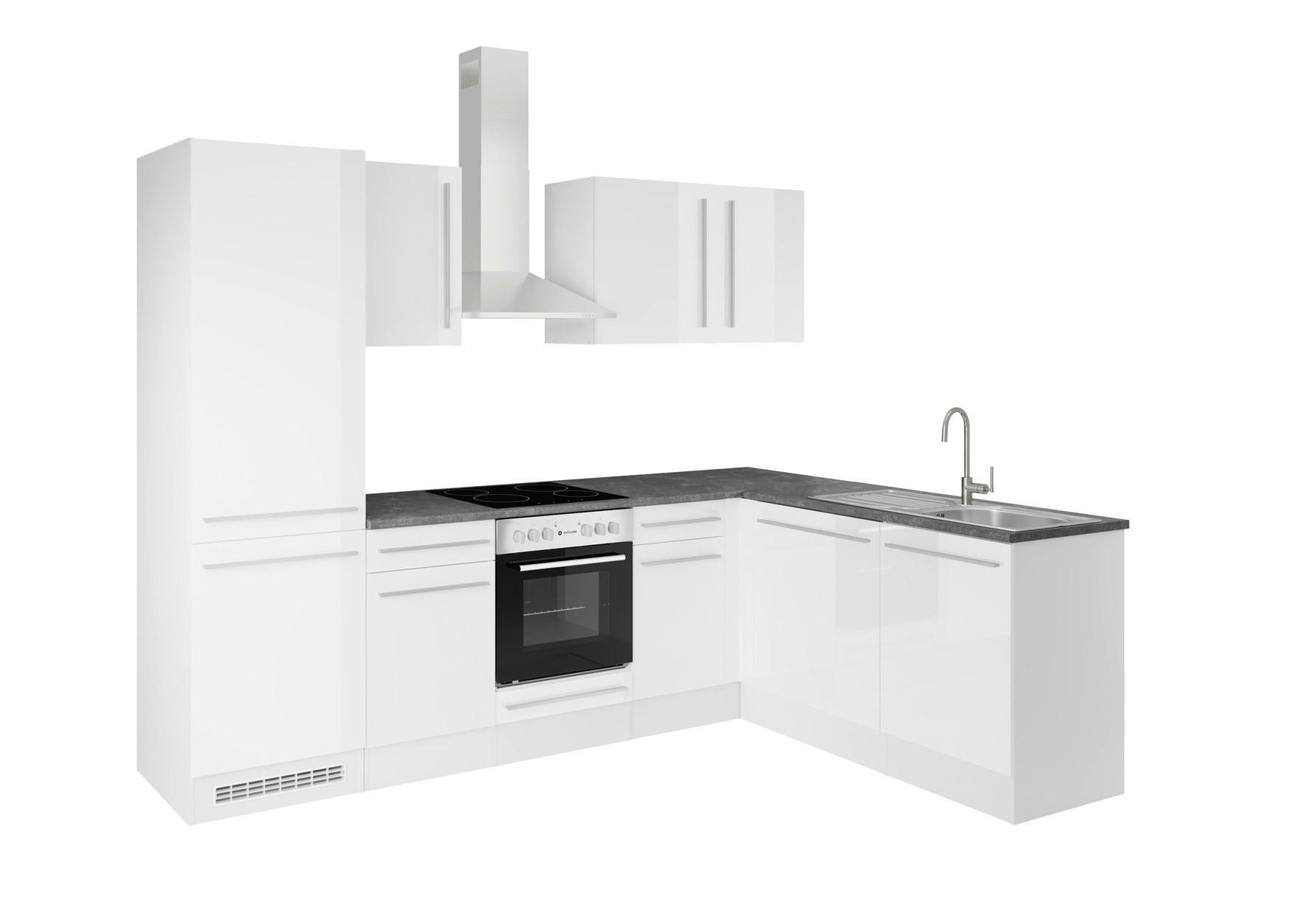 ECKKÜCHE 280/175 cm  in Weiß Hochglanz, Weiß  - Weiß Hochglanz/Dunkelgrau, LIFESTYLE, Holzwerkstoff/Kunststoff (280/175cm) - P & B