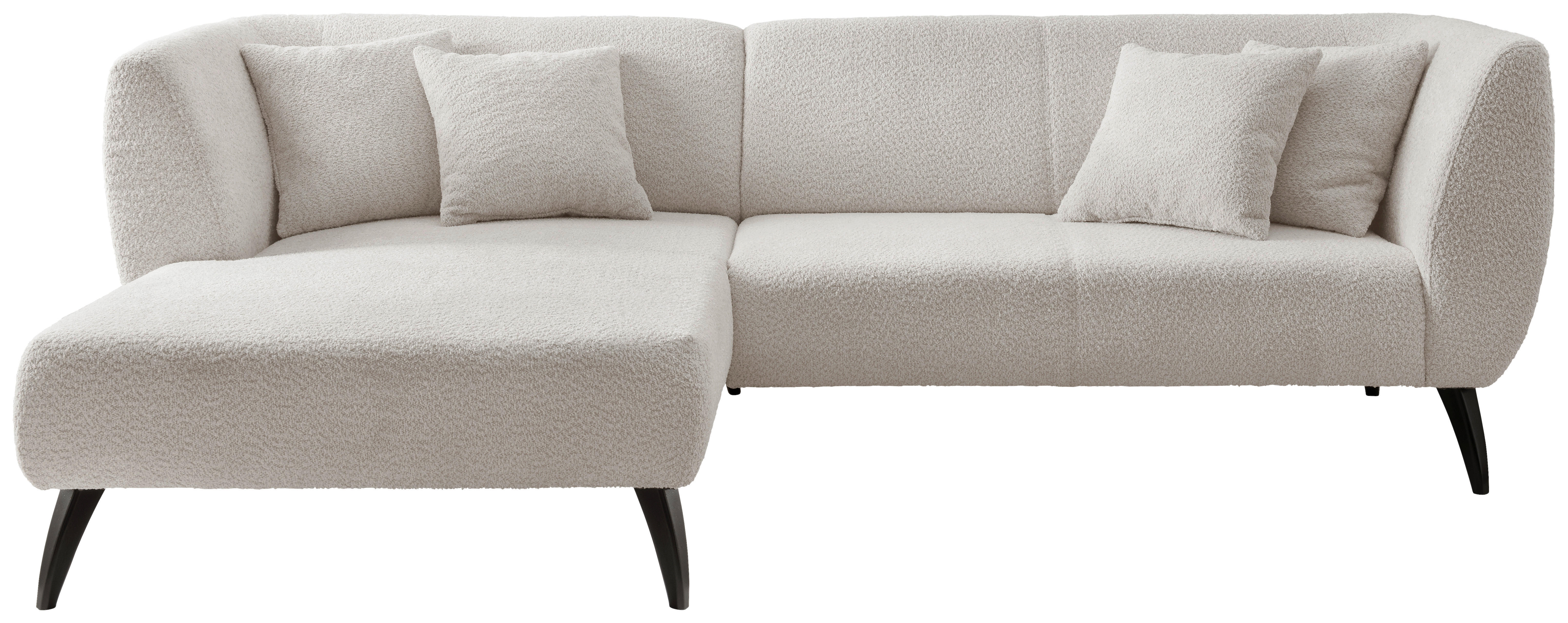 ECKSOFA in Bouclé Weiss  - Weiss/Schwarz, Modern, Holz/Textil (160/264cm) - MID.YOU
